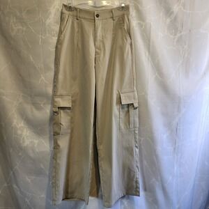 Shein Cargo Slacks Khaki High‎ Waisted Women's PS Wide Leg Elastic Waistband